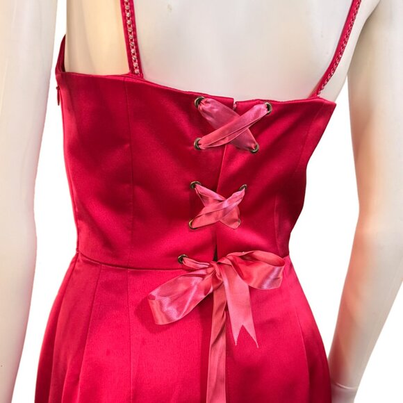 EUC Magenta Pink Satin Rhinestone Spring Cocktail Dress - Womens Size 4/S - Picture 4 of 5